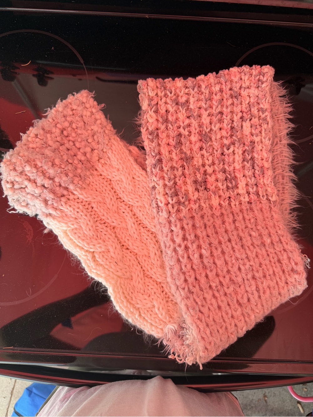 Pink and Purple Knit Infinity Scarf - Soft Cozy Winter Accessory
